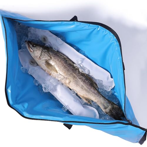 Buffalo Gear Insulated Fish Cooler Bag Portable Fish Kill Bag Keep Ice-cold More Than 48 Hours - color: Blue, size: 48x18in