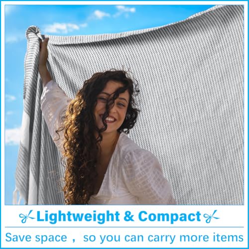 Oversized Turkish Beach Towel Blanket XXL Cotton Sandproof Towels Boho Woven Extra Large Big Sand Free Giant Throw Blankets Huge Quilt XL Picnic Camping Necessities Cloud For Adult Gifts Grey - color: Woven Grey, size: XXXL(88x82 IN,224x208 CM)