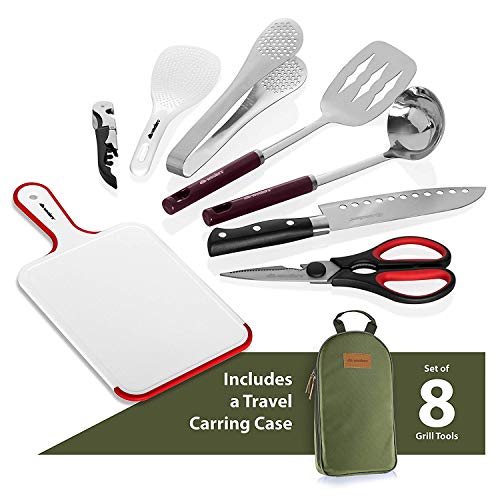 Wealers Camp Kitchen Cooking Utensil Set Travel Organizer Grill Accessories Portable Compact Gear for Backpacking BBQ Camping Hiking Travel Cookware Kit Water Resistant Case - color: 12 Pieces Green