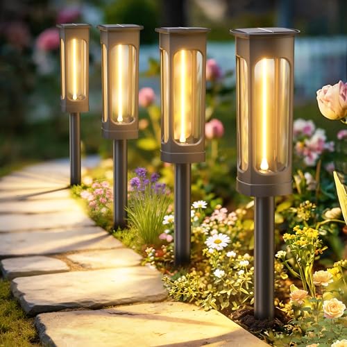 VOLISUN Solar Pathway Lights,6 Pack LED Solar Lights Outdoor Waterproof, Landscape Lighting,Warm Color Solar Path Lights,Landscape Lights,Solar Garden Lights for Yard Lawn Driveway Walkway - color: Warm White, size: 6 PACK