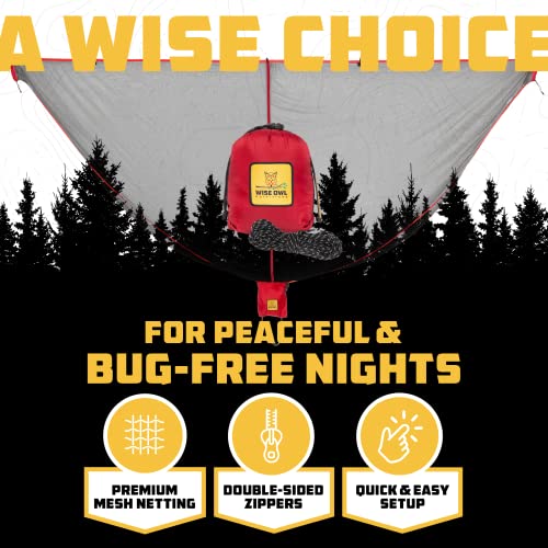 Wise Owl Outfitters Hammock Bug Net – Mosquito Net for Hammock, Lightweight Bug Netting for Camping, Hiking, Backpacking, Forest & Outdoor Use - color: Red