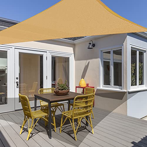 AsterOutdoor Sun Shade Sail Triangle 16' x 16' x 22.64' UV Block Canopy for Patio Backyard Lawn Garden Outdoor Activities, Sand - color: Sand, size: 16' x 16' x 22.64'
