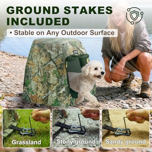 Pop Up Dog Tent & Cat Tent, Breathable Dog Camping Tent for Outdoor and Indoor Use, Portable Pet House with Ground Stakes and Washable Pad