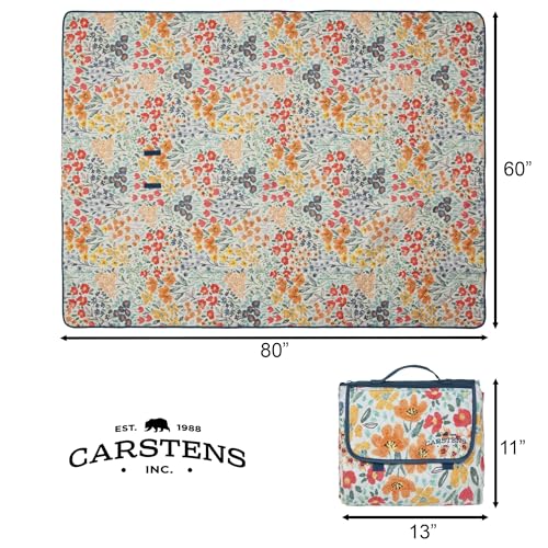 Carstens, Inc. Easy Pack Waterproof Sandproof Picnic Blanket, Lightweight Foldable Outdoor Camping Beach Mat, Large 60"x80", May Flowers - color: May Flowers