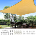 Quictent Rectangular Sun Shade Sail 185G HDPE Canopy 98% UV Block Outdoor Patio Garden Commercial Deck with Hardware Kit (Sand) 12x16ft - color: Sand, size: 12 x 16 ft, style: Rectangle