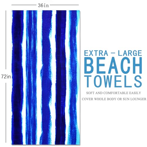 Genovega 2 Packs Oversized Beach Towel Set Extra Large Big XL Pool Camping Swim Clearance Towels 36x72 Soft Blanket Cruise Essentials Accessories Must Haves Vacation Necessities Adult Stripe Dolphins - color: Stripe Dolphins