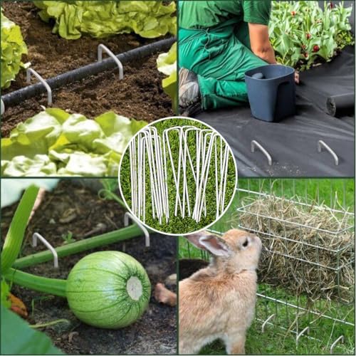 Petgrow 6 Inch Garden Stakes Galvanized Landscape Staples,U-Type Turf Staples for Artificial Grass, Rust Proof Sod Pins Stakes for Securing Fences Weed Barrier, Outdoor Wires Cords Tents Tarps - size: 50 Pack