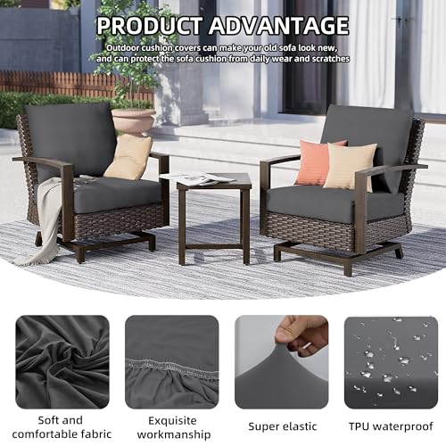 14Pcs Outdoor Cushion Covers, Patio Cushion Covers,Stretch Elastic Slipcovers, Replacement Washable & Reusable Furniture Protector for Patio Couch (Grey,Cover Only) - color: Grey, size: 14Pcs-Solid color