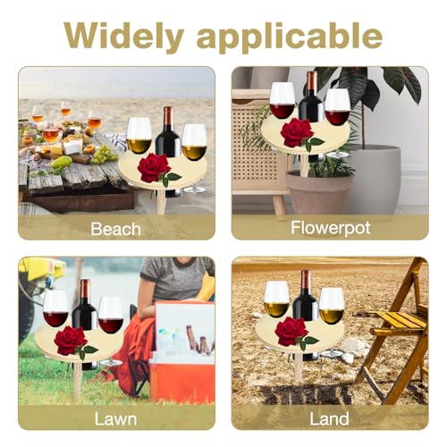 Portable Folding Wine Table Holder for Outdoor Picnic, Beach, Camping & Garden - Sturdy Compact Wine Glass Stand for Travel, Lawn, Parties