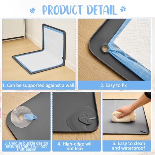 Colingmill Dog Pee Pad Holder 24 x 35 Inch Silicone Puppy Pee Pads Holder for Dog Wee WeeTraining with High Edge Leakproof for Floor Protect Fit Disposable and Washable Pads