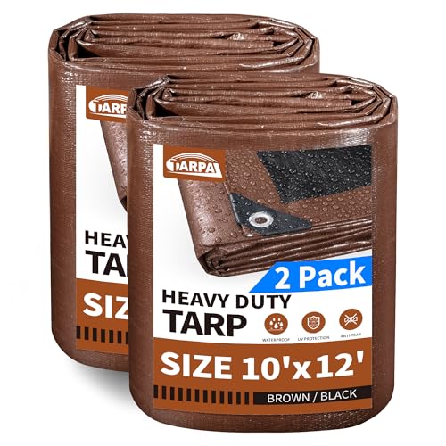 TARPAL Tarp 10x12 Feet(2-Pack) Tarps Heavy Duty Waterproof 10mil Multipurpose Protective Cover Waterproof,Snow or UV Protection,Durable Reinforced Edges(Brown/Black) - color: Brown/Black, size: 10x12 Feet(2-pack)-Finished size