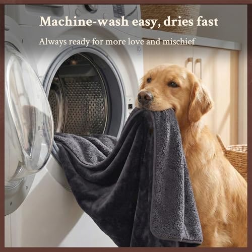 Waterproof Blanket for Couch, Sofa, Pets- Plush Water Proof Throw Blanket to Protect Furniture, Stain Resistant, Leak-Proof, Double-Sided, Reversible Flannel & Sherpa Fleece, Grey, 40"x60" - color: Grey, size: Throw (40"x60")
