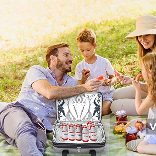 Insulated Casserole Carriers for Hot or Cold Food,Double Decker Casserole Dish Bag Carrying Case,Expandable Food Carrier Warmer Container Bag For Travel Picnic Cookouts.Fits 9"x13" Baking Dish - color: Gray