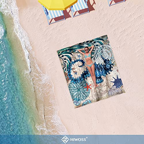 Beach Blanket Waterproof Sandproof Oversized 95”x 80”,Sand Free Beach Mat with Corner Pockets,Portable Mesh Bag for Beach Festival,Picnic,Travel and Outdoor Camping (Seahorse) - color: Seahorse