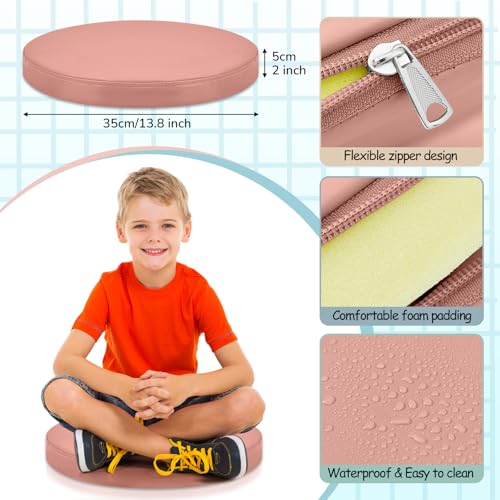 Juexica 8 Pcs Extra Thick Flexible Seating Floor Cushion Assorted Colored Floor Pillow Classroom Seat Cushion Soft Classroom Seating for Kid Learning(Light Morandi,13.8 x 13.8 x 2 Inch,Round) - color: Light Morandi