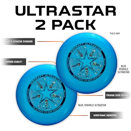 Discraft Ultrastar Ultimate Discs 1 & 2 Packs, Standard Size, for Competitive & Casual Play - color: Blue Sparkle