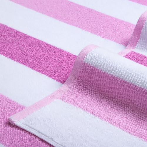 Bornbay Large Beach Towel Oversized - 40"X70" Big Cute Beach Towels, Extra Large Thick Pink Stripe Towels, XL Wide Fluffy Swimming Towel Oversize, Giant Mauve Stripe Cotton Pool Towel for Adults - color: Pink, Mauve