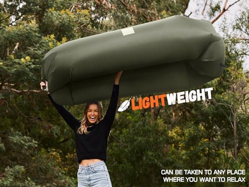 WEKAPO Inflatable Couch Air Lounger Chair - Camping & Beach Accessories, Portable Blow up Sofa for Hiking, Lawn, Indoor/Outdoor Movies & Music Festivals. Lightweight and Easy to Set Up Air Hammock - color: Olive Green