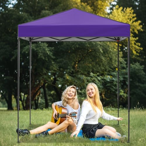 EAGLE PEAK 6x4 Instant Pop Up Canopy Tent, Straight Leg Sun Shelter, Portable Canopy with Carry Bag for Camping, Beach & Sports, Purple - color: Purple, size: No Wall