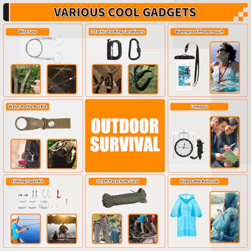 Survival Kit, Gifts for Men Women Teen Boys, 252 pcs Survival Gear and Equipment Mini First Aid Kit for Car Home, Emergency Kit with Molle System for Earthquake, Outdoor Adventure, Car Travel - style: 252pcs-camo