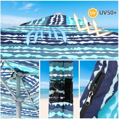 Jihfmo Beach Cabana, 6.2'×6.2' Beach Canopy with Side Wall, UPF 50+ UV Protection Easy Setup Tent Sun Shelter with Sand Pockets for Whole Family (Green Stripes) - color: Green Stripes