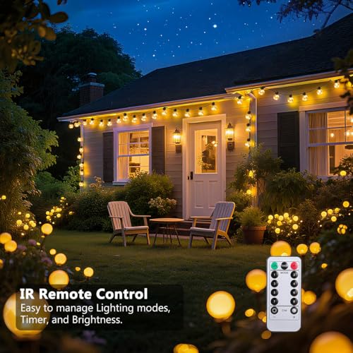Outdoor String Lights Battery Operated, 22ft 20 G40 Warm White LED Bulbs Hanging Lights Dimmable with Timer, IP65 Waterproof & Globe Bulb Shatterproof for Indoor Patio Backyard Balcony Decor - color: White, size: 22ft