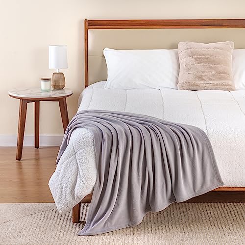 Berkshire Blanket Microfleece Throw Size Bed Throw Blanket Chateau Gray, Lightweight Soft Breathable Plush Micro Fleece Throw Blanket for Travel, Bed and Couch, 50x60 Inches - color: Chateau Gray, size: Throw/Throw XL