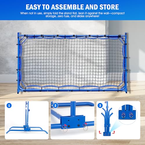 Pickleball Rebounder Net with Kitchen Lines System for Solo Training Equipment, 7.9FT or 6FT 2in1 Mini Pickleball Practice Net Portable Trainer for Driveway Backyard Garage, Easy Setup & Storage - size: 6FT Pickleball Net with Pro Paddles Set