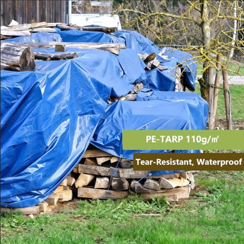 Heavy Duty Waterproof Tarp 20x20 FT, 6 Mil Thick Tarpaulin Cover with Reinforced Edges & Grommets - for Outdoor Camping, Roof, Boat, RV, Pool, Tent - Includes Utility Rope - color: Blue-orange, size: 20*20FT