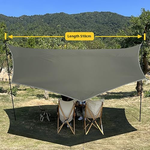16x16 ft Large Camping Tarp with Poles Waterproof Hammock Rain Fly Camping Awning Sun Shelter (Green, Without Poles) - color: Green, size: Without Poles