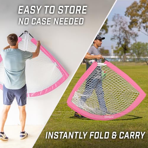 GoSports Portable Soccer Goals for Kids - 13 Color Options - Choose 4 x 3 ft or 6 x 4 ft - Team Tone Pop Up Nets for Backyard - color: Pink, style: 6 ft x 4 ft