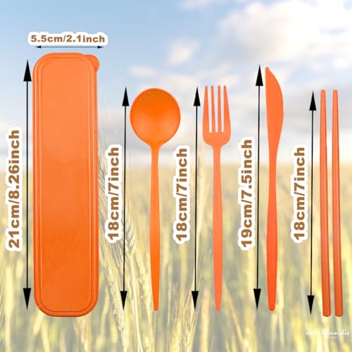 4 Sets Reusable Utensils With Case, Camping Cutlery Travel Silverware for Work, Lunch Picnic Daily Use Outdoor (Orange) - color: Orange