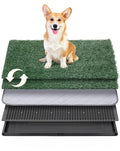 Petcozife Dog Grass Pad with Tray, 25"x20" Grass Pad for Dogs Potty with 2pcs Artificial Grass, Indoor Dog Litter Box for Balcony Apartment, Realistic, Washable, Less Odor - size: Medium