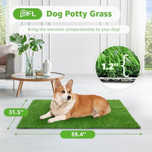 Artificial Dog Grass Pee Pad: 39''x 31.5'' 1 Pack Professional Indoor Outdoor Potty Training Rug - Large Replacement Turf Mat with Excellent Drainage - Pet Fake Grass Turf for Patio Lawn Decoration - size: 39"x31.5"