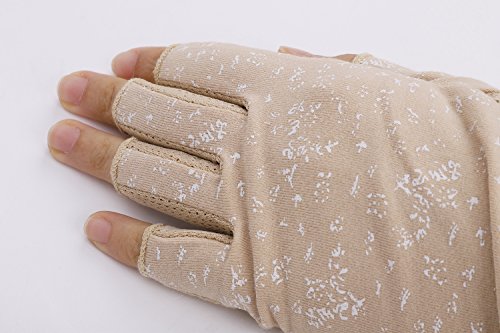 Lightweight Summer Fingerless Gloves Men Women UV Sun Protection Driving Cotton Gloves Nonslip Touchscreen Mittens - color: Khaki