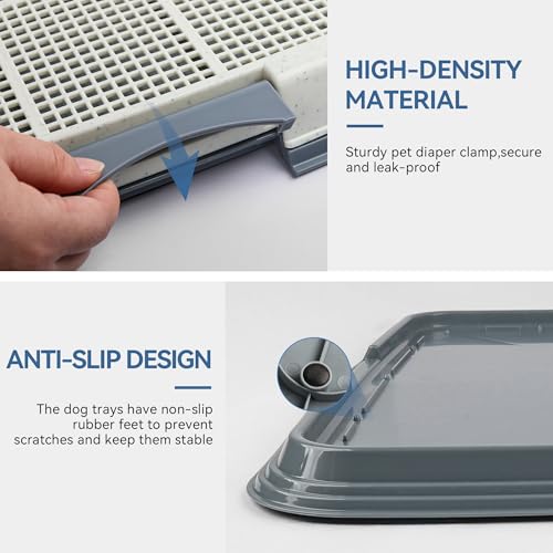 PAWISE Male Dog Pee Pad Holder with High Wall, 23.5"x23.5" Indoor Potty Tray for Medium/Large Dogs, Reusable Large Training Pad Holder with Splash Guard, Includes 4 Pee Pads, Anti-Slip & Easy to Clean