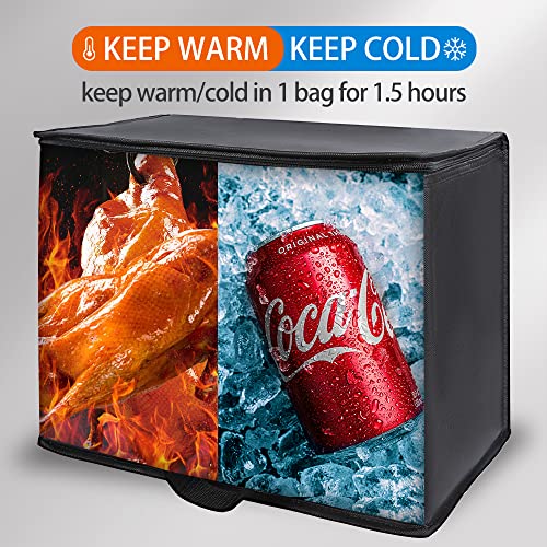 4-Pack Insulated Reusable Shopping Grocery Bags, X-Large Soft Cooler Bag Insulated, Boadon Collapsible Grocery Shopping Tote Bags for Food Delivery, Portable Softside, Black - color: Black, size: X-Large