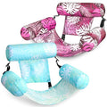 SLOOSH Inflatable Pool Floats Adult,2 Packs Floating Lounge Chairs,Blow up Pool Noodles for Adult Heavy Duty,Floating Chair for Party Summer Water Beach Lake Fun - style: Tropical Leaves-Cyan, Pink