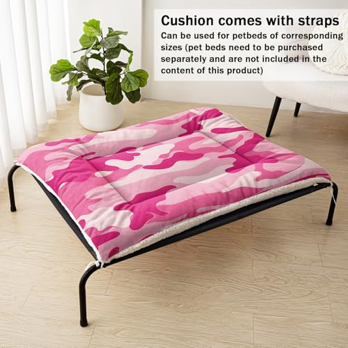 Nttopship Dog Cat Bed Mat Ultra Soft Fluffy Pet Bed Washable Fashion Dog Crate Beds Comfy Comfy Pet Sleeping Pad Suitable for Pet Raised Bed(30"x26",Pink Camo) - color: Pink Camo, size: Medium