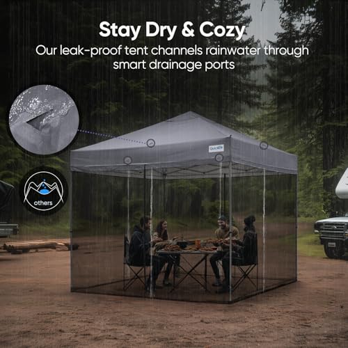 Quictent 10x10 Pop Up Screened Canopy Tent, Instant Setup for 1 Person with Netting, Portable & Compact, Waterproof & UV Protection, Ideal for Camping, Beach, Parties, and Outdoor Events - color: Charcoal Gray