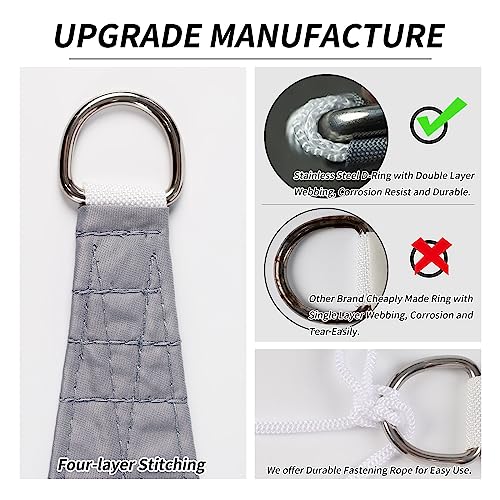 RICHIE Upgrade 8'X10' Sun Shade Sail Rectangle Canopy, Resistente À Água E Protetor Solar Uv para Pátio Externo, Gramado, Praia, Jardim, Garagem, Quintal, Deck, Pérgola, Cinza Claro - color: Light Grey, size: 8'x10', style: Rectangle
