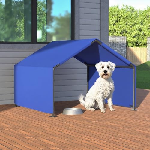 4×4×3 ft Dog Shade Shelter Pet Tent Outdoor, Portable Pet Tent, Outside Dog Sun Rain Canopy Pet House Animal Shelter, for Small to Large Dogs, Cats (Blue) - color: Blue