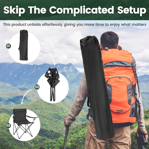 2 Pack Camping Chairs - Lightweight and Supportive Chairs for Adult and Lightweight Individuals - Compact, Durable, and Portable - Ideal for Camping, Hiking, Beach, and Picnics -Carry Bag - color: Fruit Green Chair