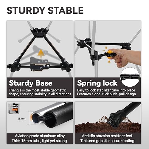 MARCHWAY Lightweight Folding Camping Chair with Spring Lock, Stable Compact Portable for Outdoor Camp, Travel, Beach, Picnic, Festival, Hiking, Backpacking (Lowback Black) - color: Lowback Black
