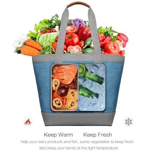 Insulated Cooler Bag Reusable Grocery Tote Bags Transport Large Lunch Box for Women - color: Sky Blue