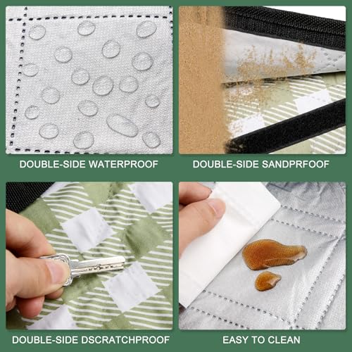 ZUBOND Picnic Blankets Waterproof Sandproof Foldable & Machine Washable, 80''x100'' Extra Large Beach Blankets, Simple Stylish Gingham Outdoor Blankets Grass Lawn Park for Family Camping Party - color: Green White, size: 6'8" x 8'4" (Rectangular)