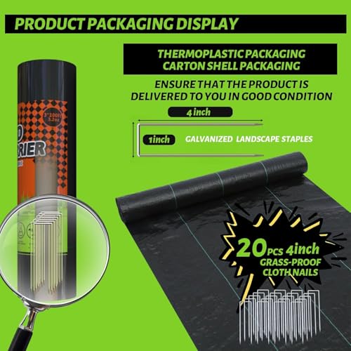 3x100FT Weed Barrier Landscape Fabric Heavy Duty, 3.2oz Durable Geotextile Fabric, Block Gardening Ground Cover Weed Mat, Weed Control Garden Cloth for Landscaping, French Drains, Yard Driveway - size: 3*100ft