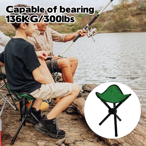 Travel Folding Camping Stool, 14.6 inches Tripod Chair and Maximum weight 210 lbs Outdoor Portable Party Chair Fishing Chair Seat for Camping Fishing Hiking Gardening and Beach Garden Painting - color: Green
