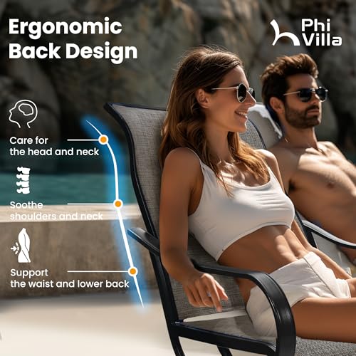 PHI VILLA 7 Piece Patio Dining Set, 6 Swivel Patio Chairs with Textilene Mesh Fabric & Rectangular Wooden-Like Dining Table(1.6"Umbrella Hole), All Weather Patio Chairs and Table Set for Deck (Brown) - color: Brown Fabric, size: 61"L x 38"W x 28"H-7 Piece