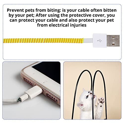 Frienda 10 Pcs Spiral Cord Protector Chargers Protector Pets No Chew Data Cable Protective Sleeve Headphone Charger Saver USB Cable Cover Wire Repair for Phone USB (Vivid Colors) - color: Vivid Colors
